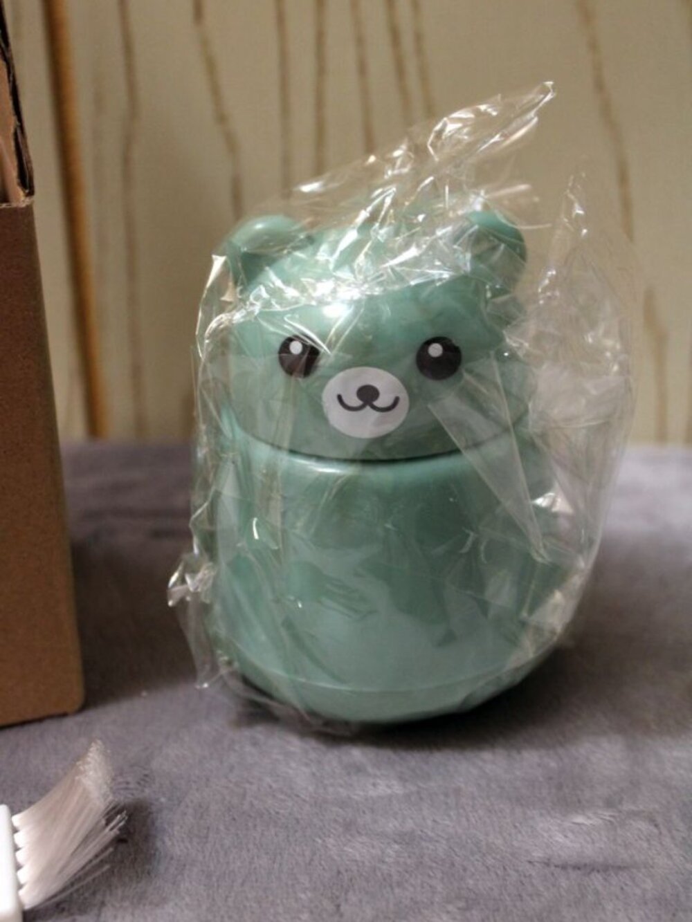 Children's Green Bear Pill Crusher with Brush - New in Box